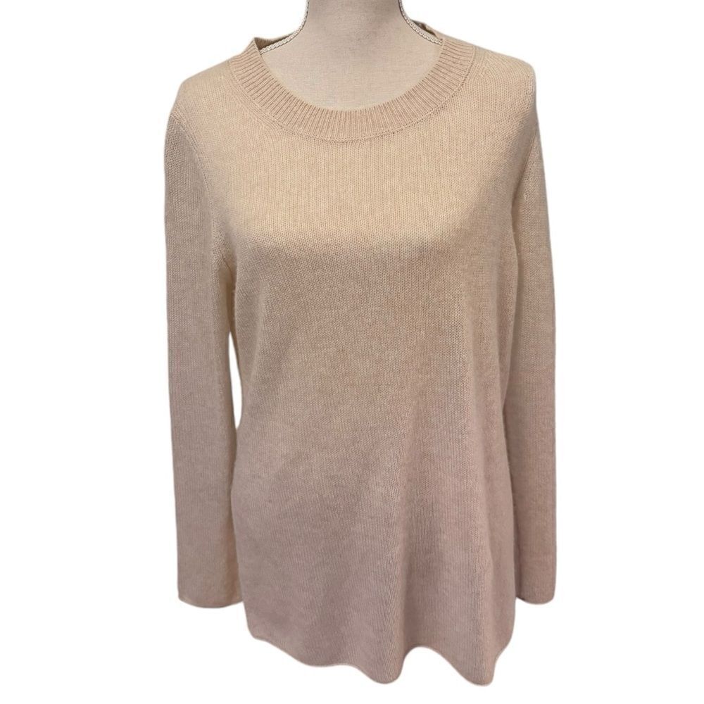 White + Warren cashmere pullover sweater side slits in cream M